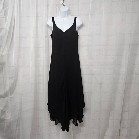 Vintage Evan Picone Black Sleeveless Evening Maxi Dress Shift Minimalist 10 - Picture 1 of 9